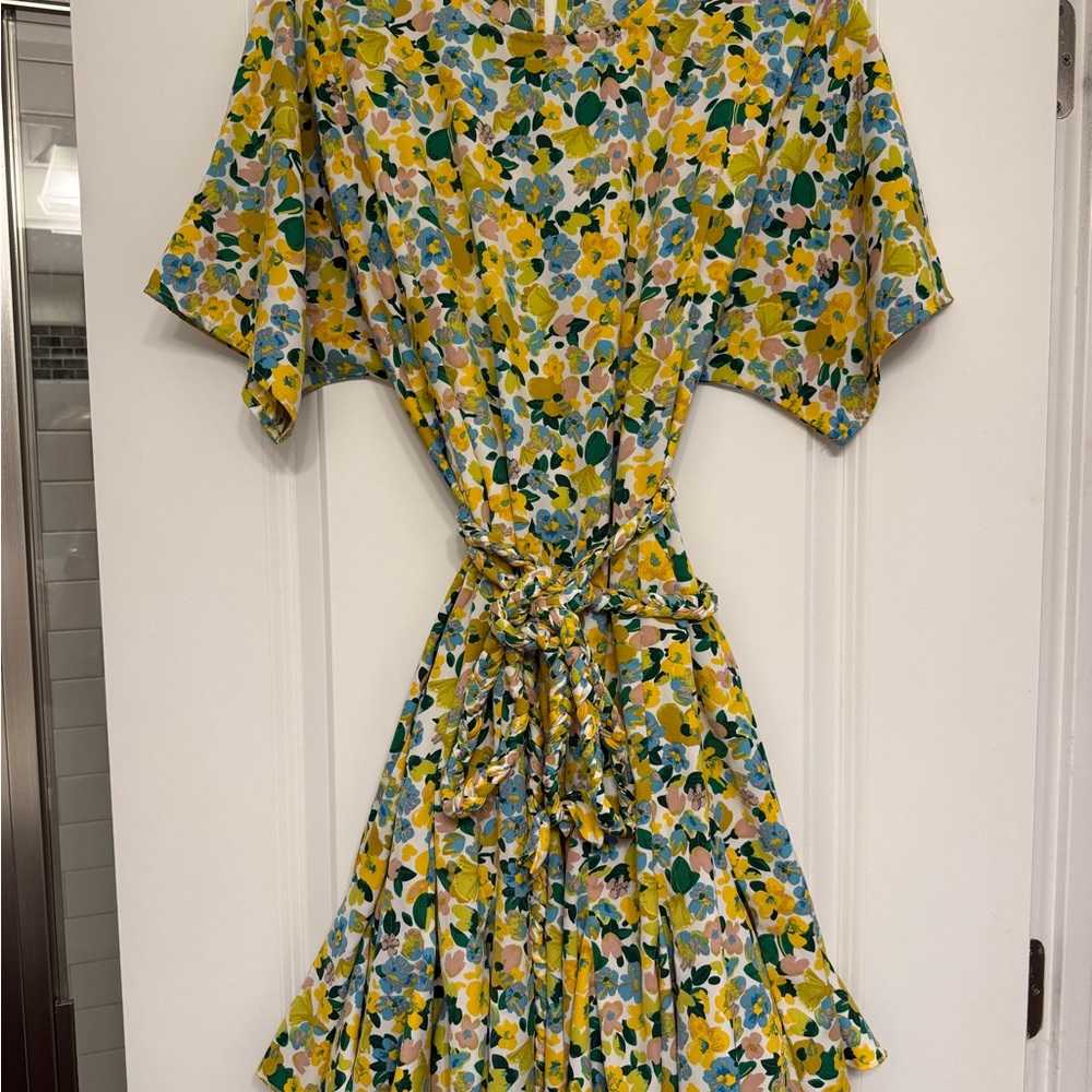 TALULAH Yellow Green Tie Midi Dress